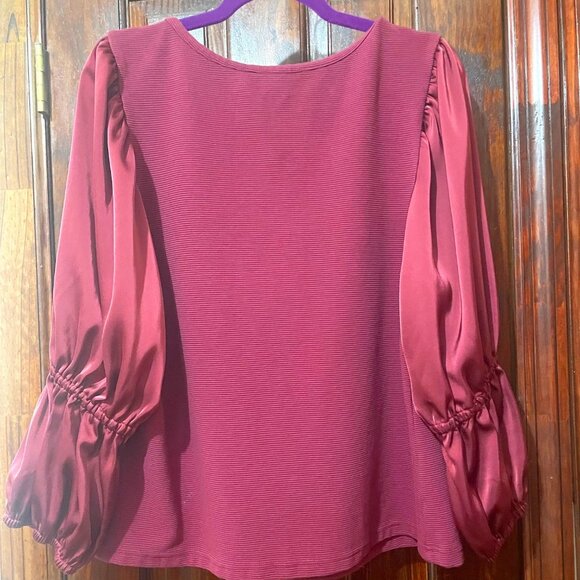 NWOT Maeve Berry Magenta Ribbed Tiered Sleeve Top 2X - Picture 3 of 6